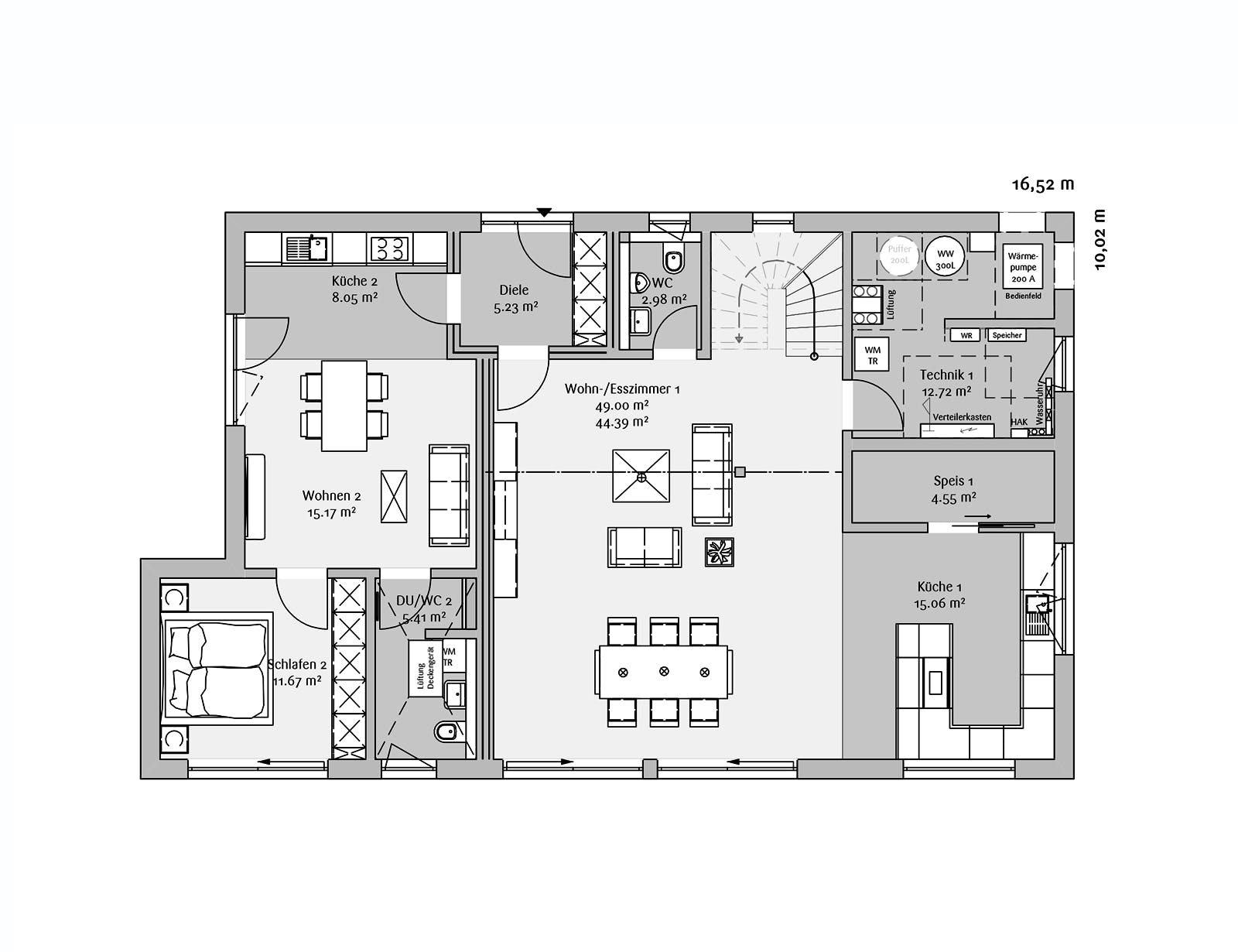 Fertighaus Modern 234 von FischerHaus Schlüsselfertig ab 870718€, Satteldach-Klassiker Grundriss 1