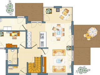 Fertighaus MH Marburg - frei geplant - FLAIRplus von FingerHaus Schlüsselfertig ab 411640€, Satteldach-Klassiker Grundriss 1