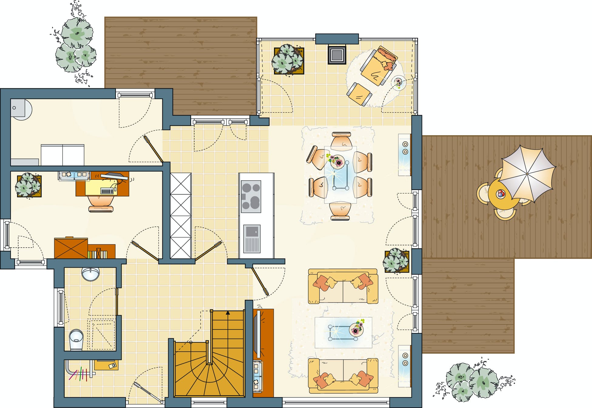 Fertighaus MH Marburg - frei geplant - FLAIRplus von FingerHaus Schlüsselfertig ab 411640€, Satteldach-Klassiker Grundriss 1