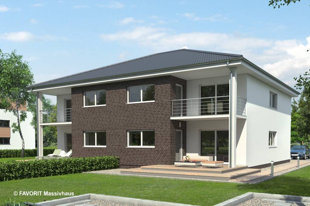 Massivhaus Format 4-333 von FAVORIT Massivhaus Schlüsselfertig ab 899390€, Stadtvilla Außenansicht 2