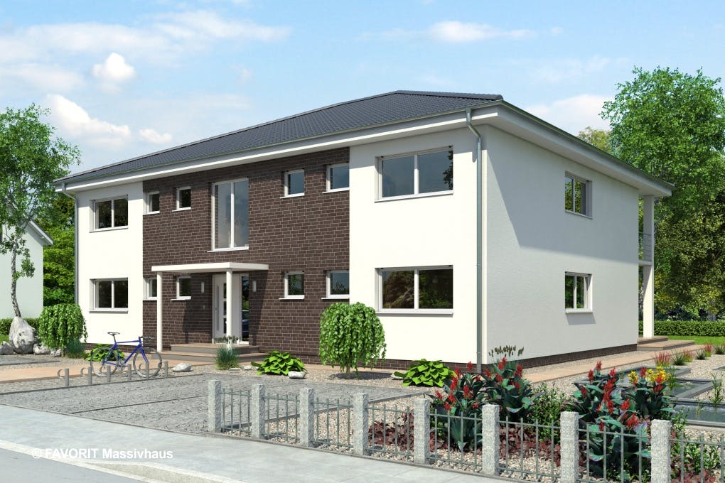 Massivhaus Format 4-333 von FAVORIT Massivhaus Schlüsselfertig ab 899390€, Stadtvilla Außenansicht 1