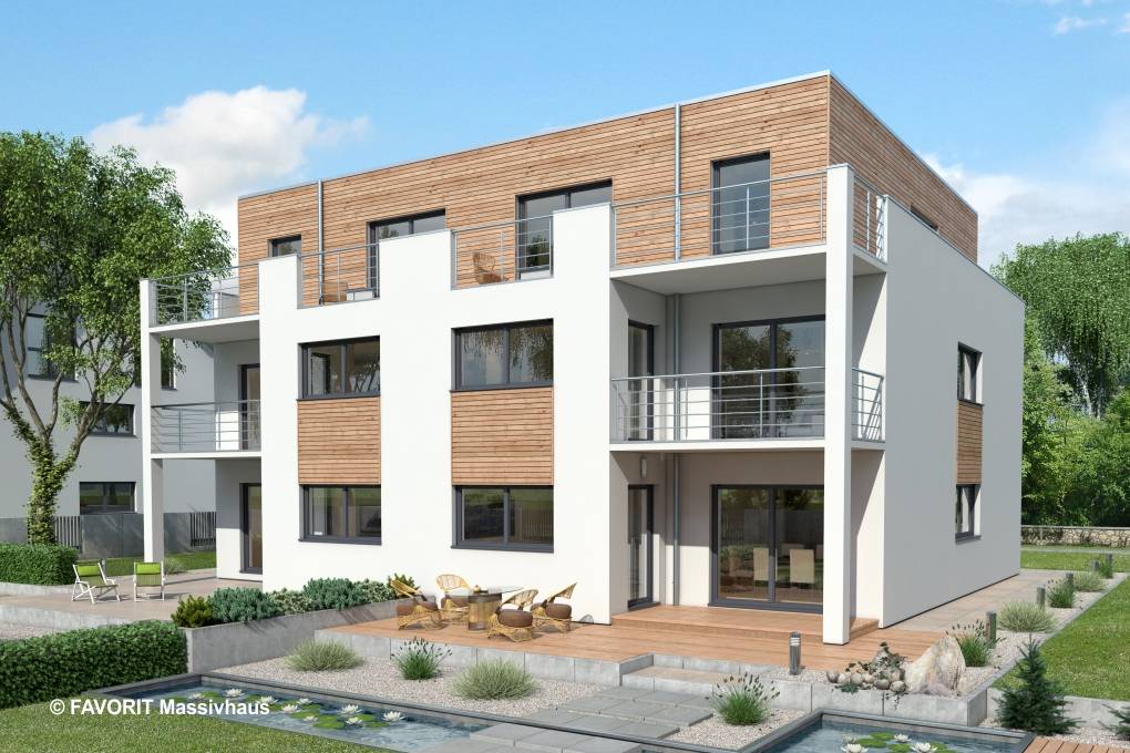 Massivhaus Format 5-484 von FAVORIT Massivhaus Schlüsselfertig ab 1143140€, Cubushaus Außenansicht 1
