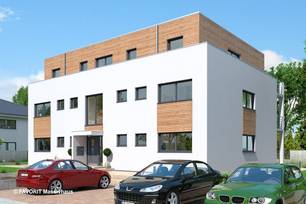 Massivhaus Format 5-484 von FAVORIT Massivhaus Schlüsselfertig ab 1143140€, Cubushaus Außenansicht 2