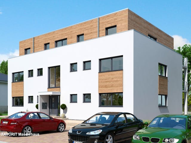 Massivhaus Format 5-484 von FAVORIT Massivhaus Schlüsselfertig ab 1143140€, Cubushaus Außenansicht 2