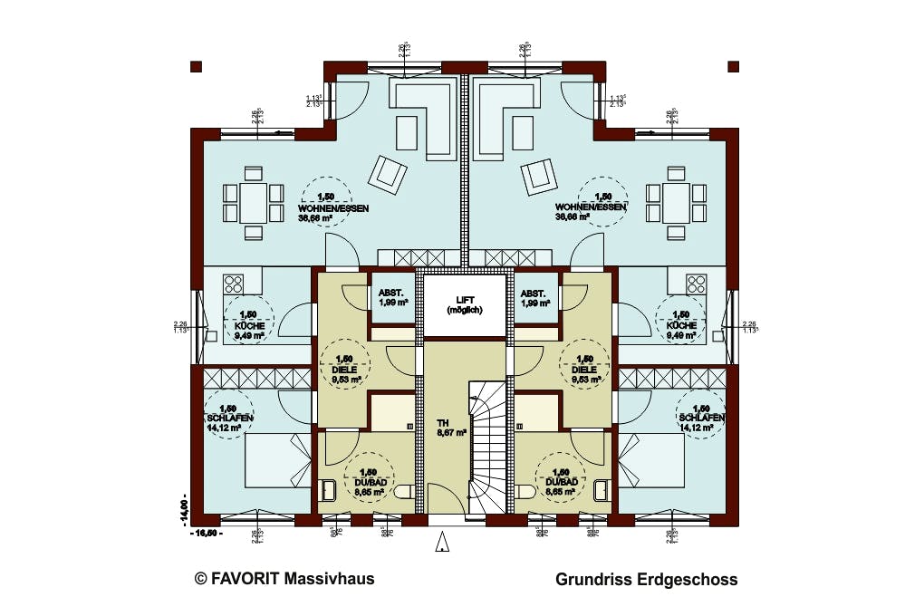 Massivhaus Format 5-484 von FAVORIT Massivhaus Schlüsselfertig ab 1143140€, Cubushaus Grundriss 1