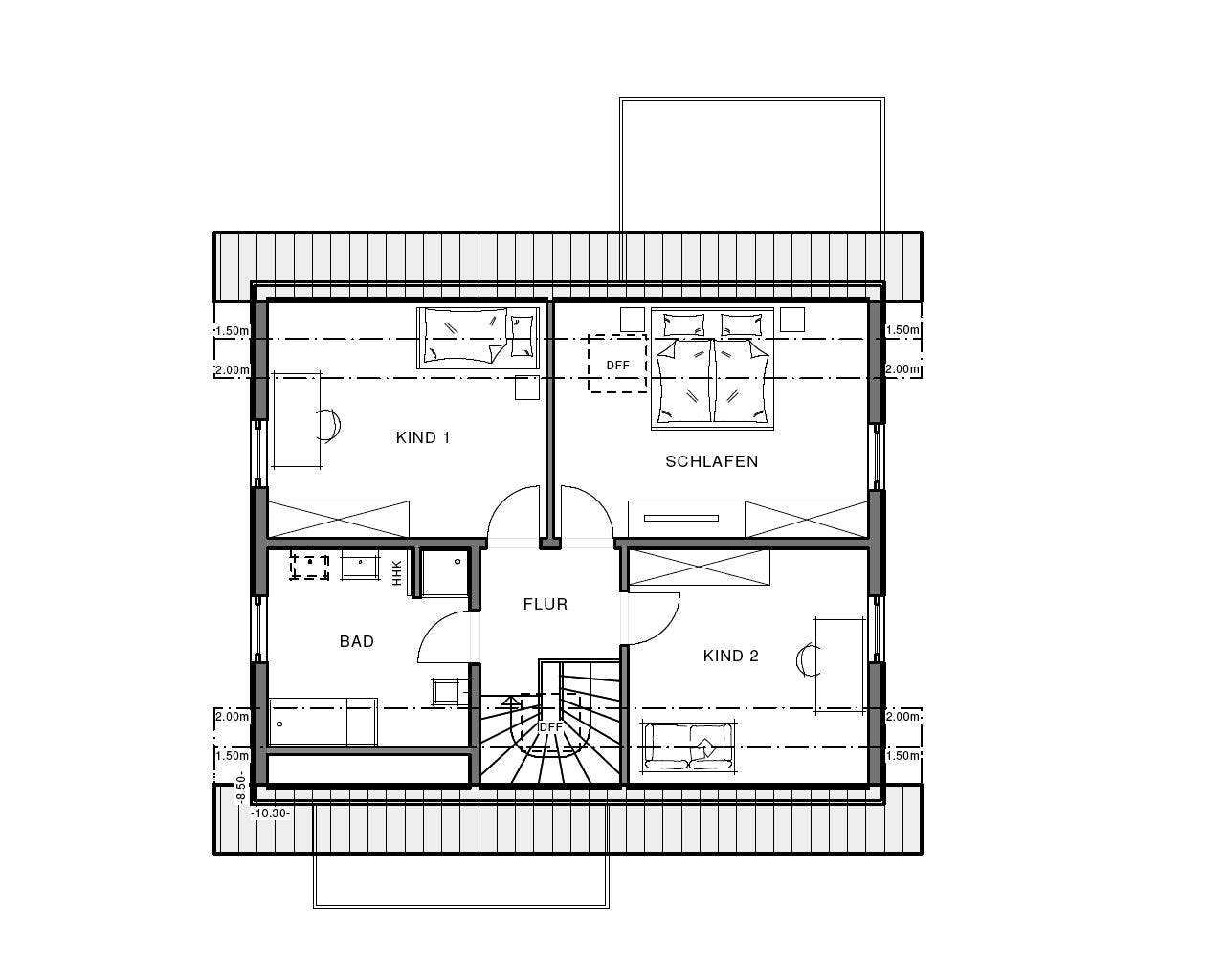 Fertighaus Freiraum Cube von Meisterstück-HAUS, Satteldach-Klassiker Grundriss 1