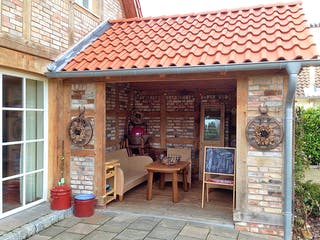 Fertighaus Oberbecksen von Fuhrberger Zimmerei Betriebsges. mbH, Fachwerk Außenansicht 5