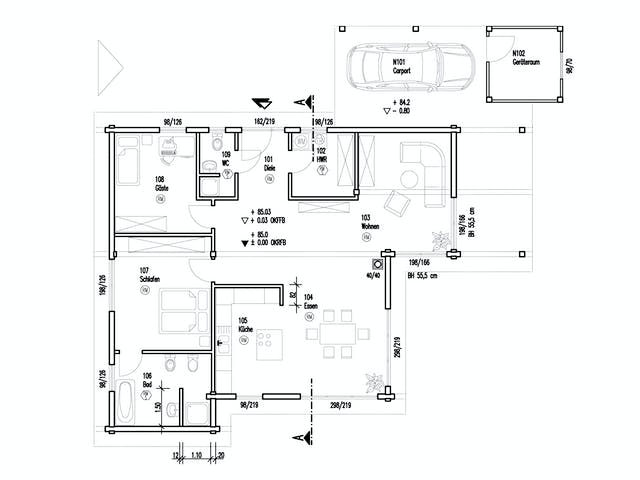 Blockhaus An der Sülz von Fullwood Wohnblockhaus Ausbauhaus ab 230000€, Bungalow Grundriss 1