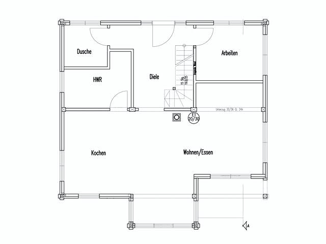 Blockhaus Köterbergblick von Fullwood Wohnblockhaus Ausbauhaus ab 190000€, Blockhaus Grundriss 1