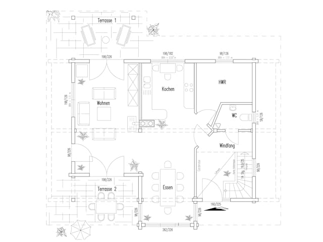 Blockhaus Mittelfranken von Fullwood Wohnblockhaus Ausbauhaus ab 360000€, Blockhaus Grundriss 1