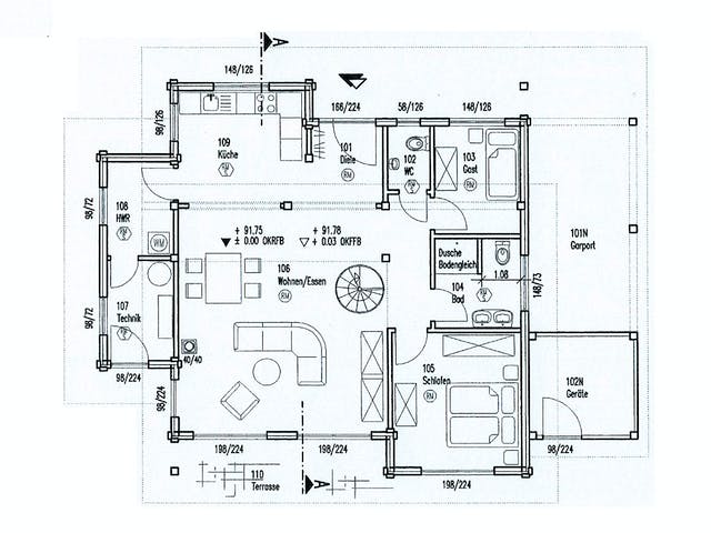 Blockhaus Neffelbach von Fullwood Wohnblockhaus Ausbauhaus ab 220000€, Pultdachhaus Grundriss 1