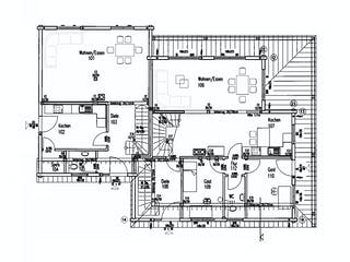 Blockhaus Provence von Fullwood Wohnblockhaus Ausbauhaus ab 660000€, Blockhaus Grundriss 1