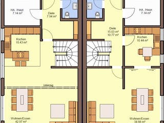 Fertighaus Gemello SD 134 von Büdenbender Hausbau, Satteldach-Klassiker Grundriss 1