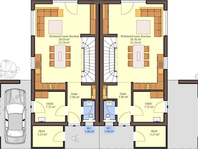 Fertighaus Gemello SD 136 von Büdenbender Hausbau, Satteldach-Klassiker Grundriss 1