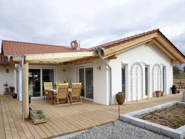 Blockhaus Grombach von Rems-Murr-Holzhaus Ausbauhaus ab 318397€, Bungalow Außenansicht 1 Blockhaus Grombach von Rems-Murr-Holzhaus Ausbauhaus ab 318397€, Bungalow Außenansicht 1