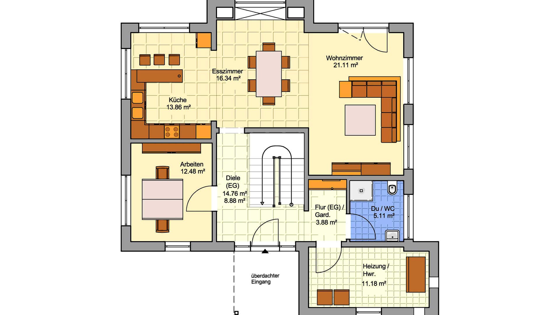 Fertighaus Günzburg von Fingerhut Haus Schlüsselfertig ab 565278€, Satteldach-Klassiker Grundriss 1