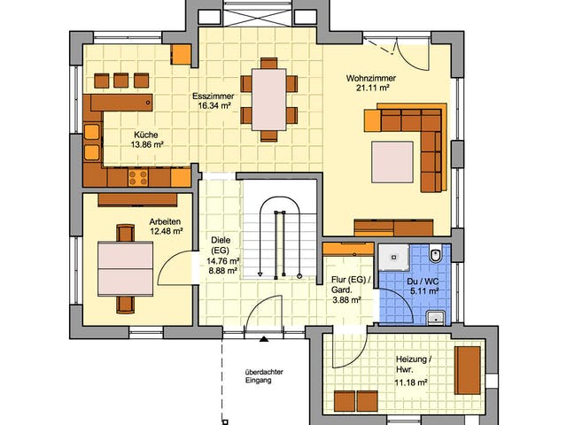 Fertighaus Günzburg von Fingerhut Haus Schlüsselfertig ab 565278€, Satteldach-Klassiker Grundriss 1