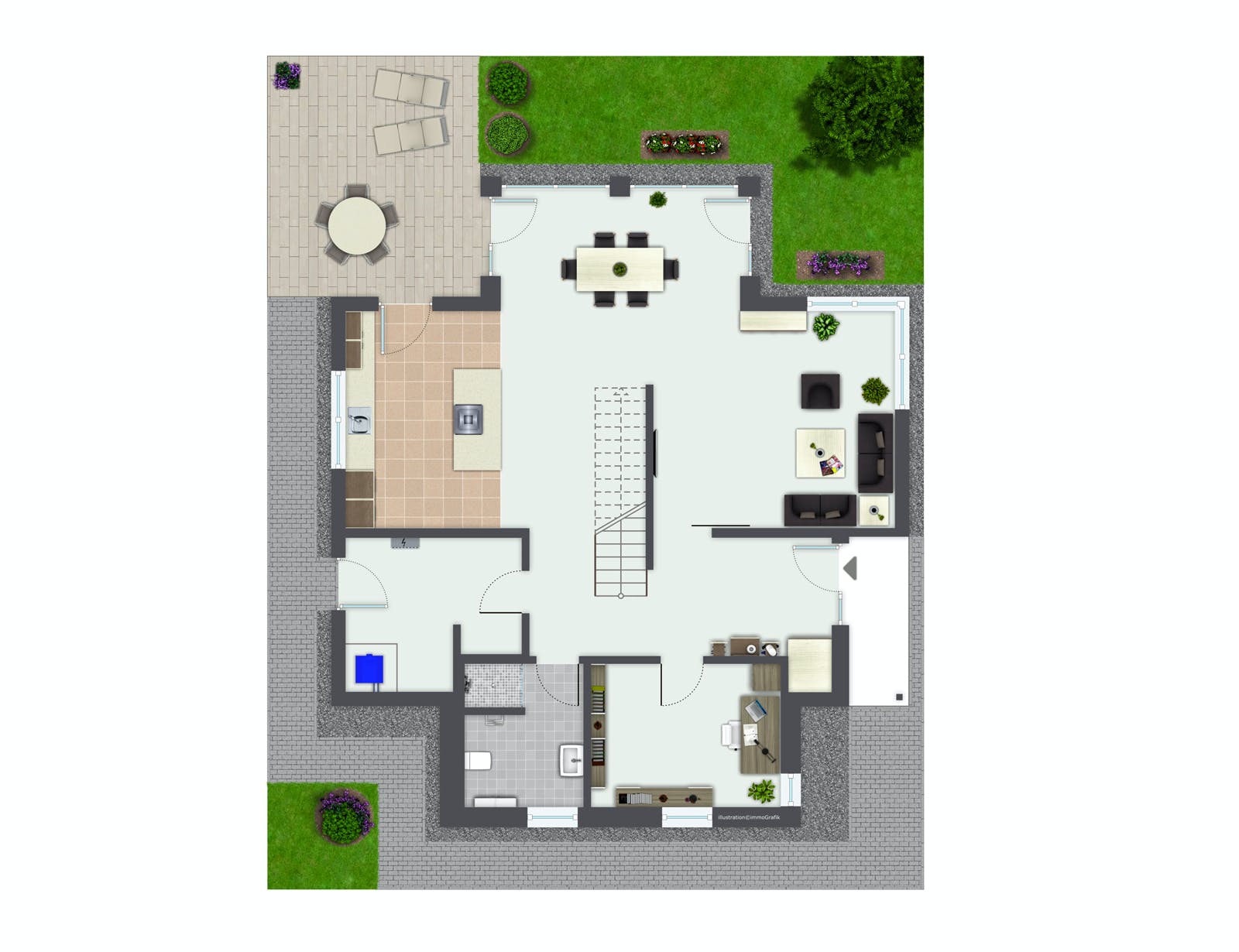 Fertighaus Alona von GUSSEK HAUS Schlüsselfertig ab 553400€, Satteldach-Klassiker Grundriss 1