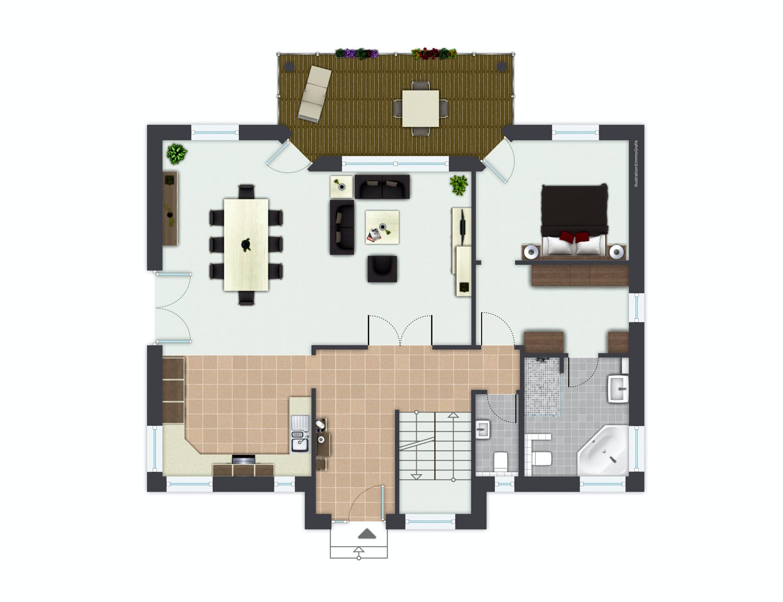 Fertighaus Hellerberge von GUSSEK HAUS Schlüsselfertig ab 592700€, Satteldach-Klassiker Grundriss 1