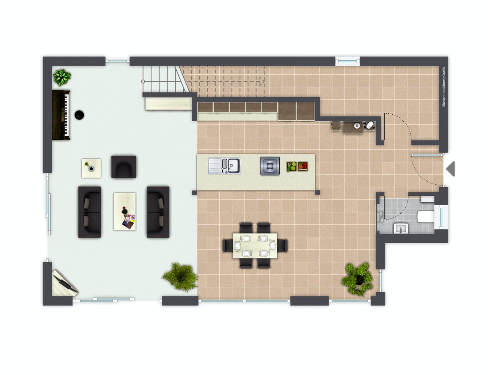 Fertighaus San Marco von GUSSEK HAUS Schlüsselfertig ab 466800€, Cubushaus Grundriss 1