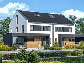 Fertighaus Haas D 128 B von Haas Fertigbau - Mehrfamilienhäuser Schlüsselfertig ab 402000€, Außenansicht 2