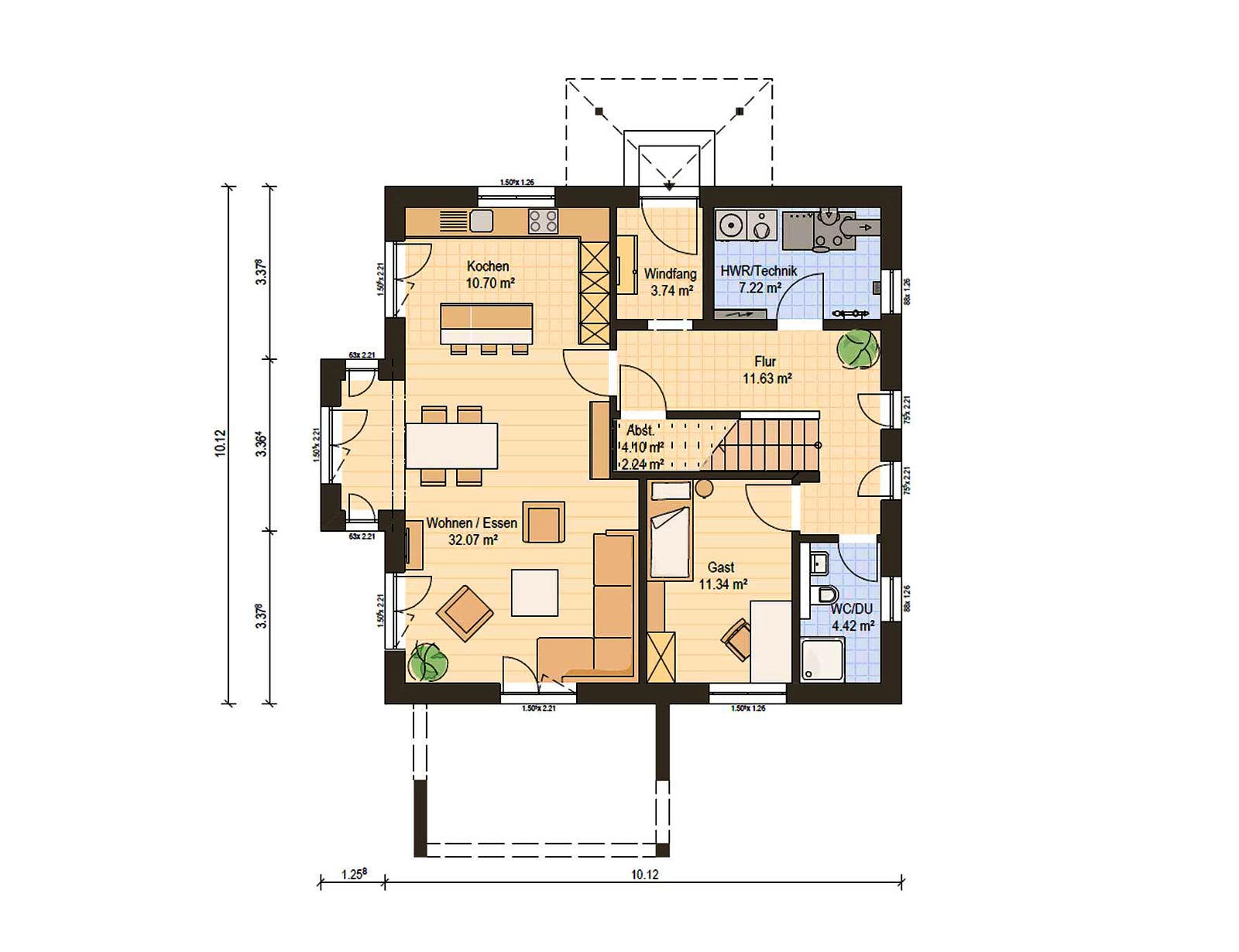 Fertighaus Haas O 163 B von Haas Fertigbau Ausbauhaus ab 267000€, Stadtvilla Grundriss 1