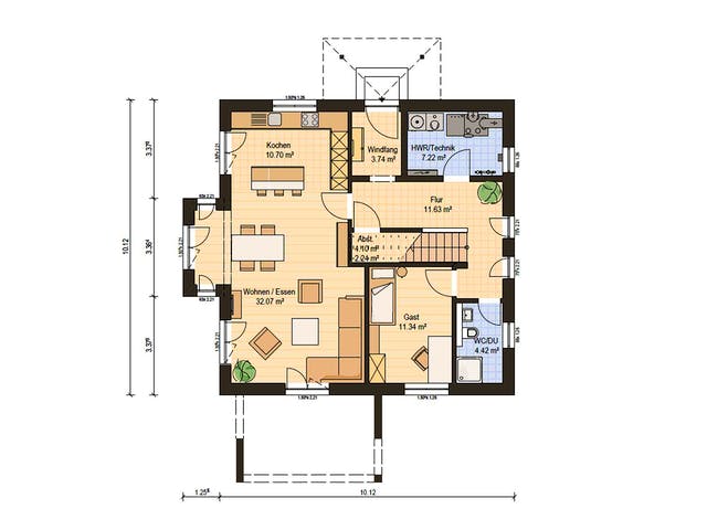 Fertighaus Haas O 163 B von Haas Fertigbau Ausbauhaus ab 267000€, Stadtvilla Grundriss 1