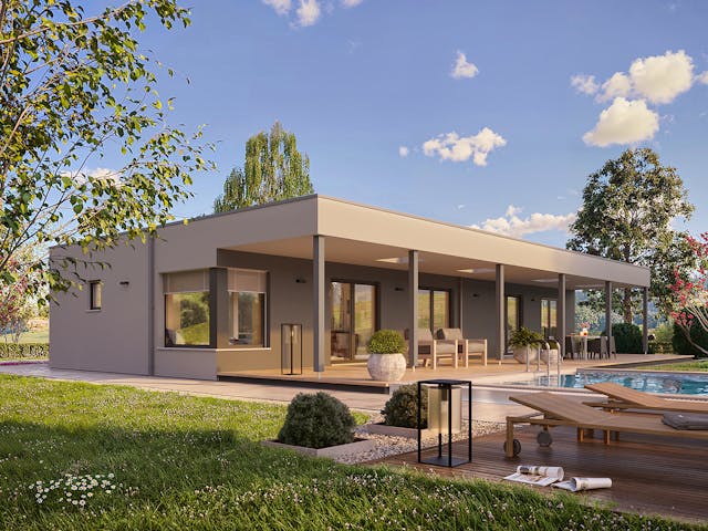 Fertighaus Haas Brava BT 84 von Haas Fertigbau Schlüsselfertig ab 323000€, Bungalow Außenansicht 1