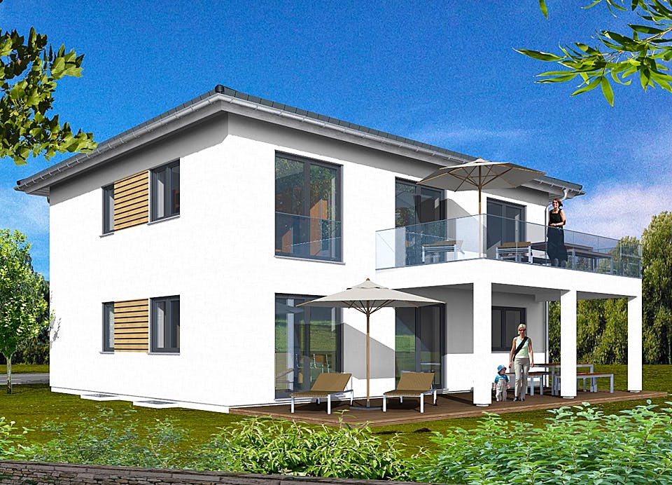 Fertighaus Haas Z 168 A von Haas Fertigbau - Mehrfamilienhäuser Schlüsselfertig ab 533420€, Stadtvilla Außenansicht 2