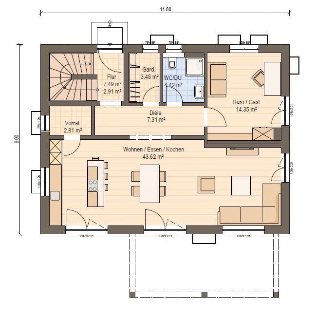 Fertighaus Haas Z 168 A von Haas Fertigbau - Mehrfamilienhäuser Schlüsselfertig ab 533420€, Stadtvilla Grundriss 1