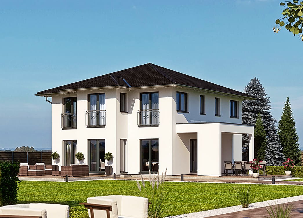 Fertighaus Haas O 163 B von Haas Fertigbau Ausbauhaus ab 267000€, Stadtvilla Außenansicht 1