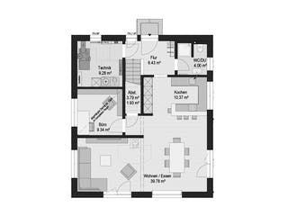 Fertighaus AVA von Haas Fertigbau Ausbauhaus ab 290014€, Satteldach-Klassiker Grundriss 1