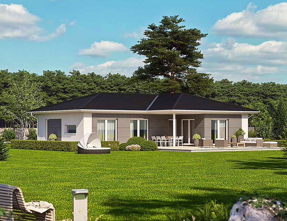 Fertighaus Haas BT 111 B von Haas Fertigbau Ausbauhaus ab 217000€, Bungalow Außenansicht 1