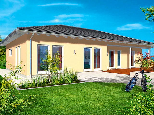 Fertighaus Haas B 131 von Haas Fertigbau Ausbauhaus ab 257000€, Bungalow Außenansicht 1
