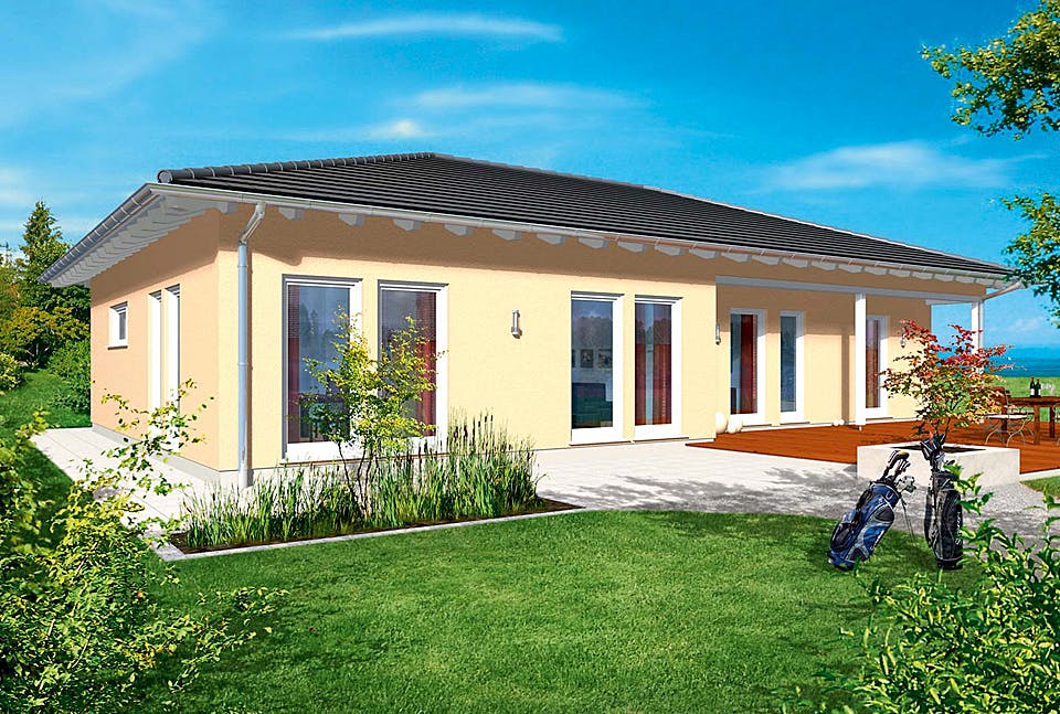 Fertighaus Haas B 131 von Haas Fertigbau Ausbauhaus ab 257000€, Bungalow Außenansicht 1