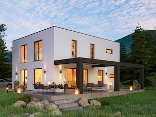Fertighaus FREA von Haas Fertigbau Ausbauhaus ab 264332€, Cubushaus Außenansicht 1