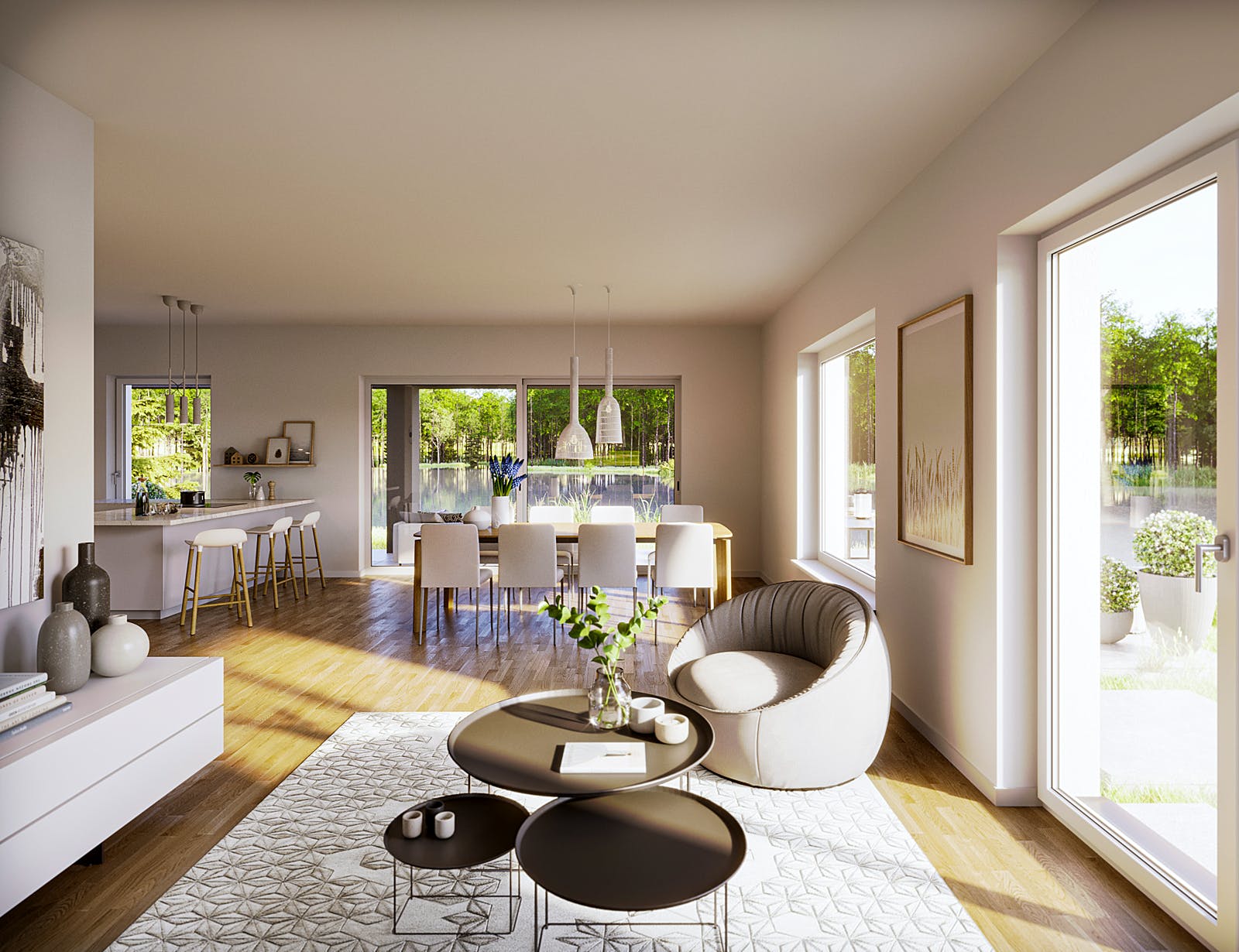 Fertighaus FREA von Haas Fertigbau Ausbauhaus ab 264332€, Cubushaus Innenansicht 1