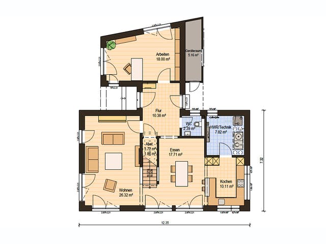 Fertighaus Haas MH Bad Vilbel J 142 von Haas Fertigbau Ausbauhaus ab 215000€, Satteldach-Klassiker Grundriss 1