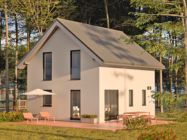 Fertighaus Haas Kozy 93 von Haas Fertigbau Schlüsselfertig ab 299000€, Satteldach-Klassiker Außenansicht 1