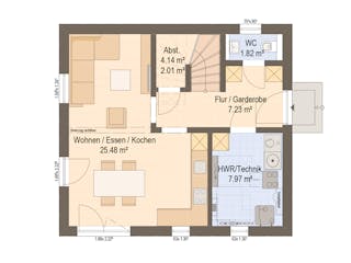 Fertighaus Haas Kozy 93 von Haas Fertigbau Schlüsselfertig ab 299000€, Satteldach-Klassiker Grundriss 1