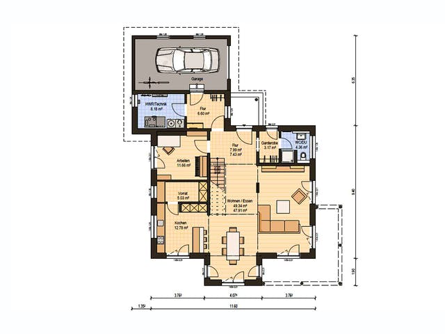 Fertighaus Haas MH Poing 187 von Haas Fertigbau Ausbauhaus ab 306000€, Stadtvilla Grundriss 1