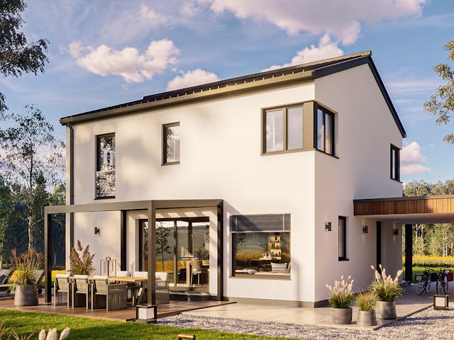 Fertighaus Haas Nova S130 A von Haas Fertigbau Schlüsselfertig ab 429527€, Satteldach-Klassiker Außenansicht 1