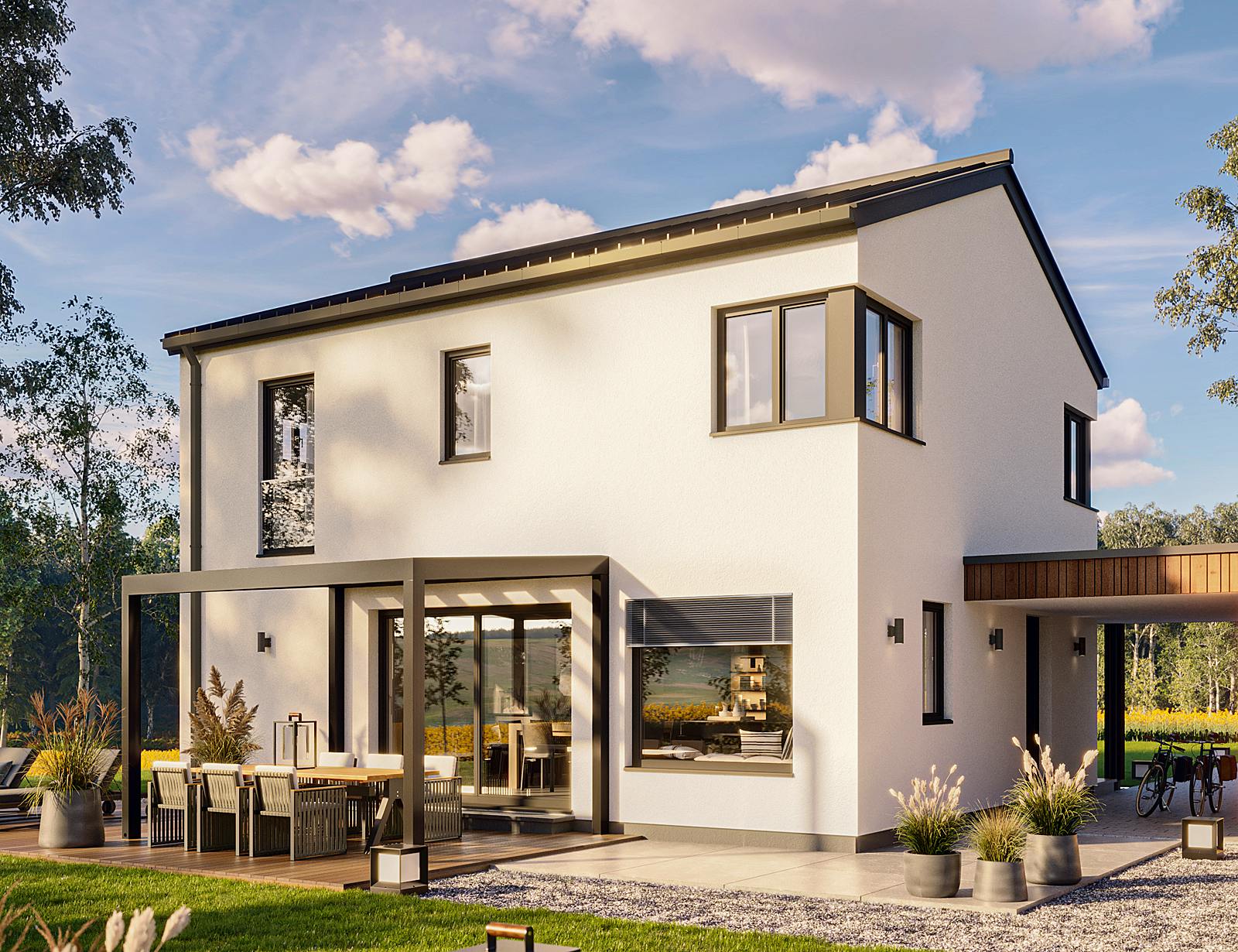Fertighaus Haas Nova S130 A von Haas Fertigbau Schlüsselfertig ab 429527€, Satteldach-Klassiker Außenansicht 1