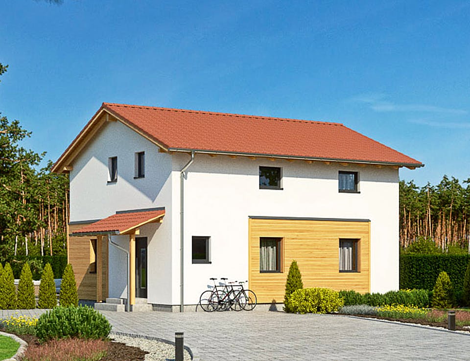 Fertighaus Haas O 130 B von Haas Fertigbau Ausbauhaus ab 197000€, Satteldach-Klassiker Außenansicht 1