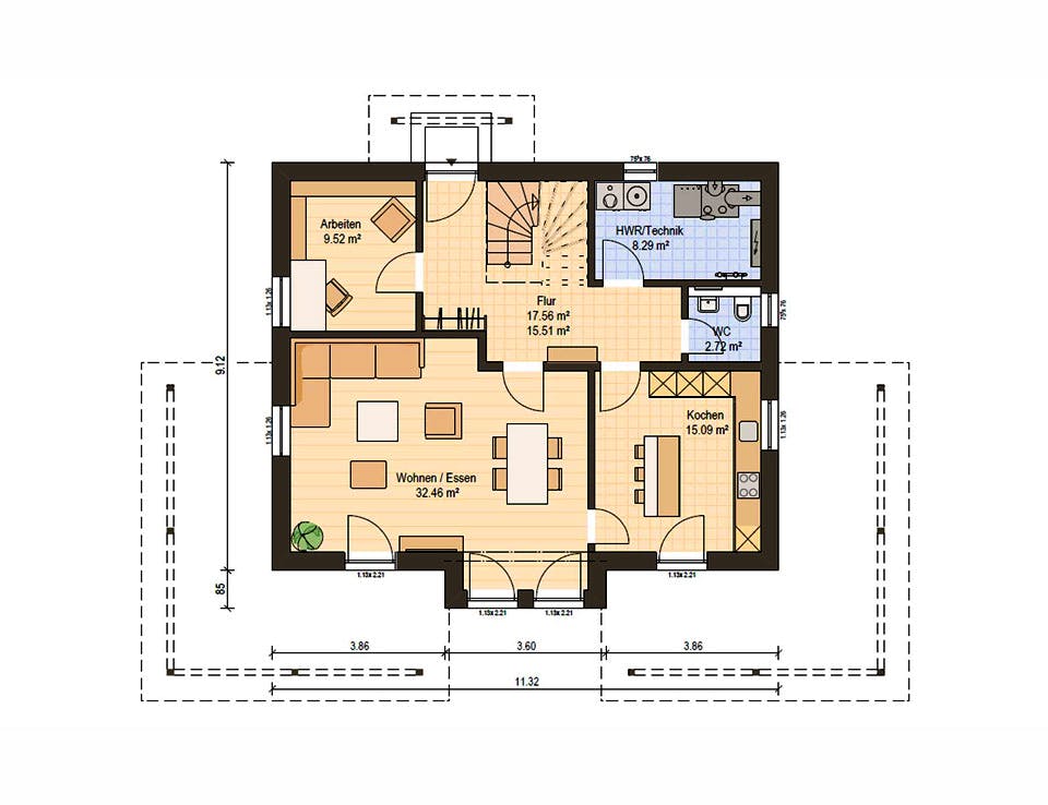 Fertighaus Haas S 165 B von Haas Fertigbau Ausbauhaus ab 270000€, Stadtvilla Grundriss 1