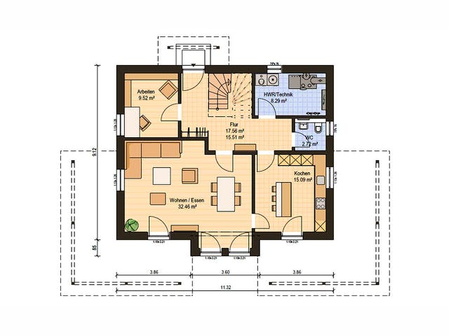 Fertighaus Haas S 165 B von Haas Fertigbau Ausbauhaus ab 270000€, Stadtvilla Grundriss 1