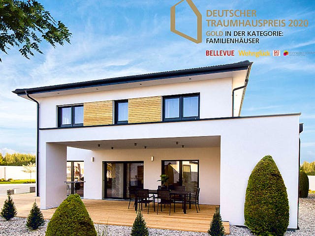 Fertighaus Haas Vita 160 von Haas Fertigbau Ausbauhaus ab 261000€, Stadtvilla Außenansicht 1