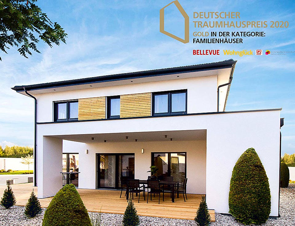 Fertighaus Haas Vita 160 von Haas Fertigbau Ausbauhaus ab 261000€, Stadtvilla Außenansicht 1