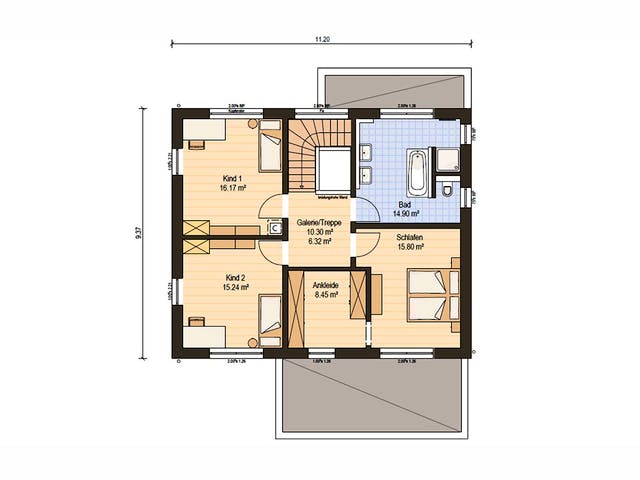 Fertighaus Haas Vita 160 von Haas Fertigbau Ausbauhaus ab 261000€, Stadtvilla Grundriss 2