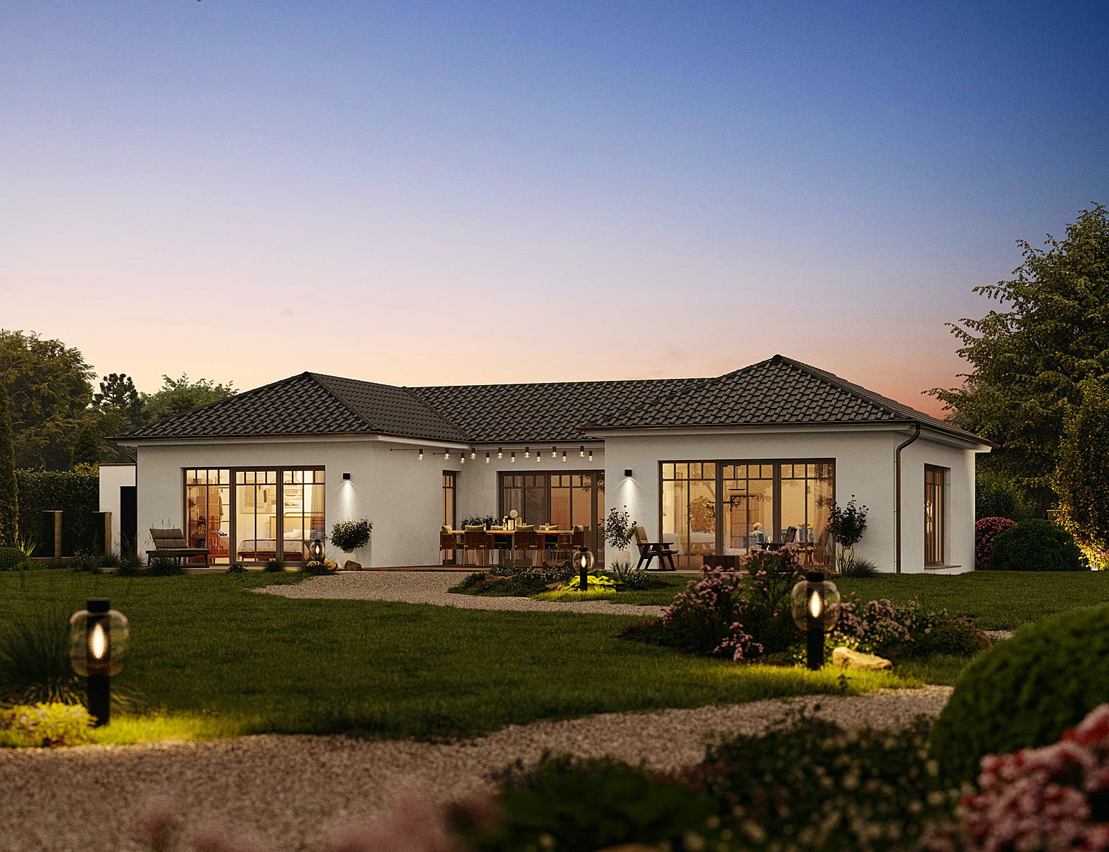 Fertighaus Bungalow 123 von Hanse Haus Schlüsselfertig ab 417873€, Bungalow Außenansicht 1